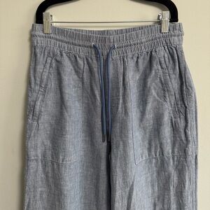 Athleta Linen Pants Size2 Blue Chambray ElasticWaist | Pockets,Athleisure